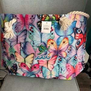 Colorful Butterfly & TurtleTote Bag - Canvas